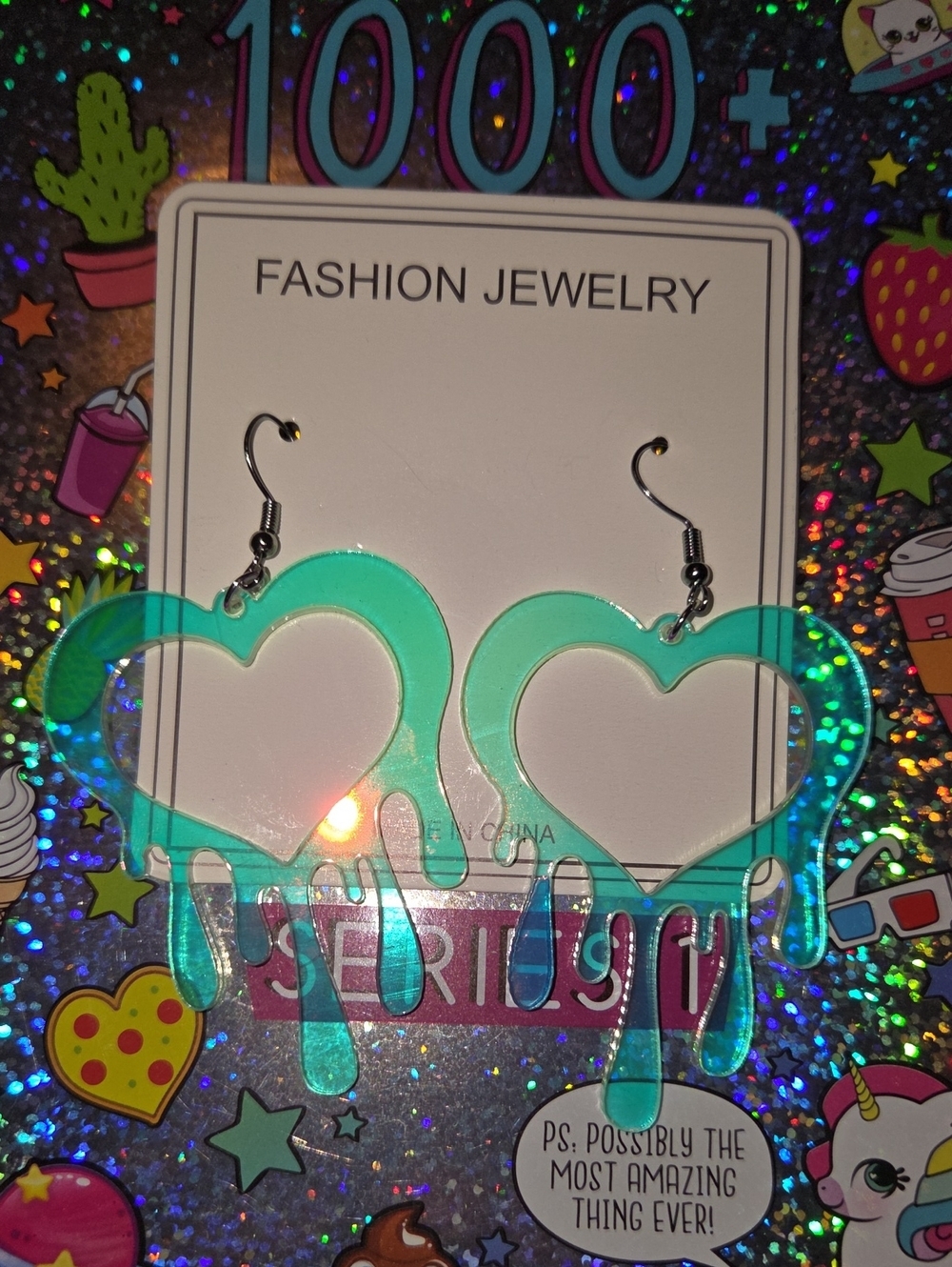 Fashion Jewelry Blue Ombre Heart Drip Earrings